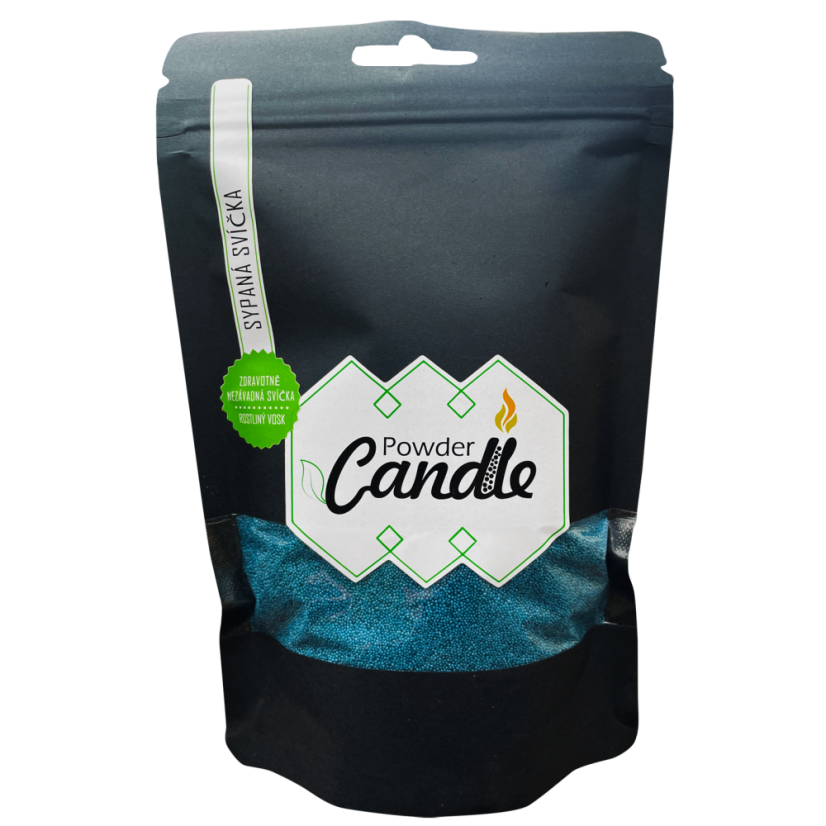 Barevná sypaná svíčka PowderCandle 100hodin – oceánově modrý vosk