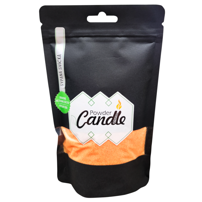 Barevná sypaná svíčka PowderCandle 50hodin – oranžový vosk