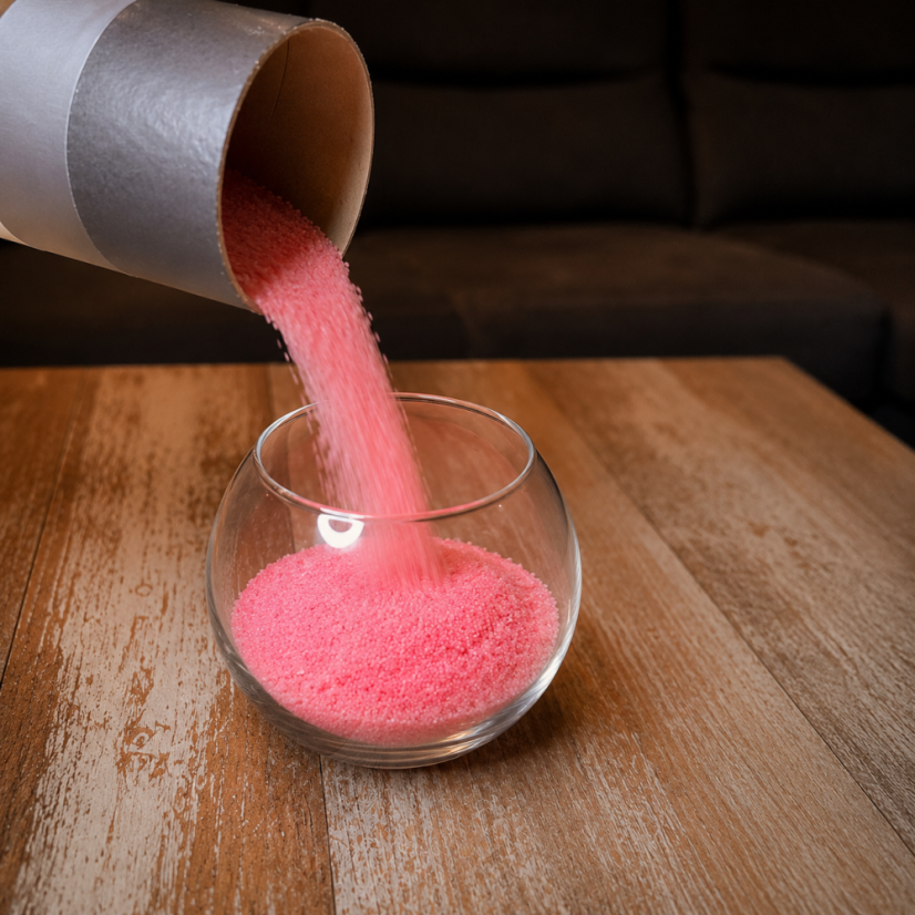 Barevná sypaná svíčka PowderCandle 100hodin – růžový vosk