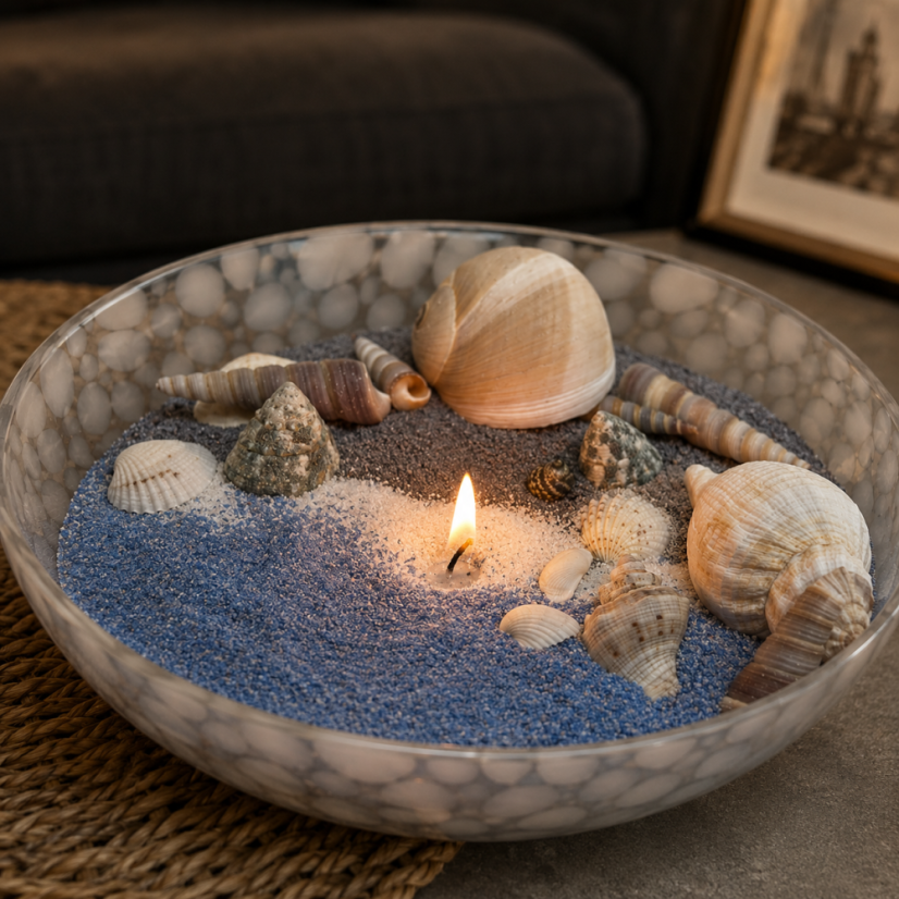 Farebná sypaná sviečka PowderCandle 50hodin – modrý vosk