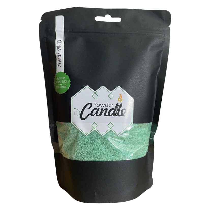 Barevná sypaná svíčka PowderCandle 100hodin – zelený vosk