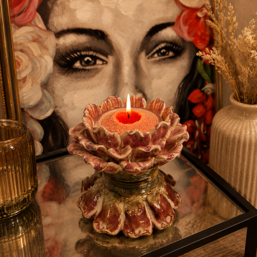 Barevná sypaná svíčka PowderCandle 100hodin – červený vosk