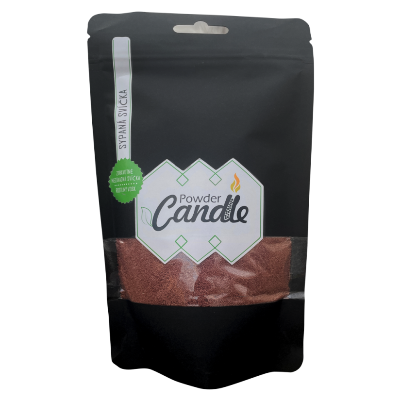 Barevná sypaná svíčka PowderCandle 50hodin – hnědý vosk