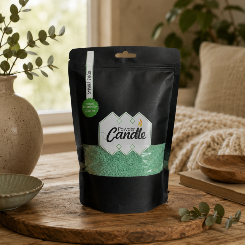 Farebná sypaná sviečka PowderCandle 50hodin – zelený vosk